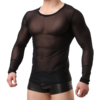 WINDAY Men's Sexy Long Sleeve Mesh Top black