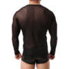 WINDAY Men's Sexy Long Sleeve Mesh Top black back