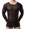 WINDAY Men's Sexy Long Sleeve Mesh Top black