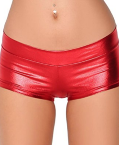 iHeartRaves Metallic Rave Booty Dance Shorts Red front